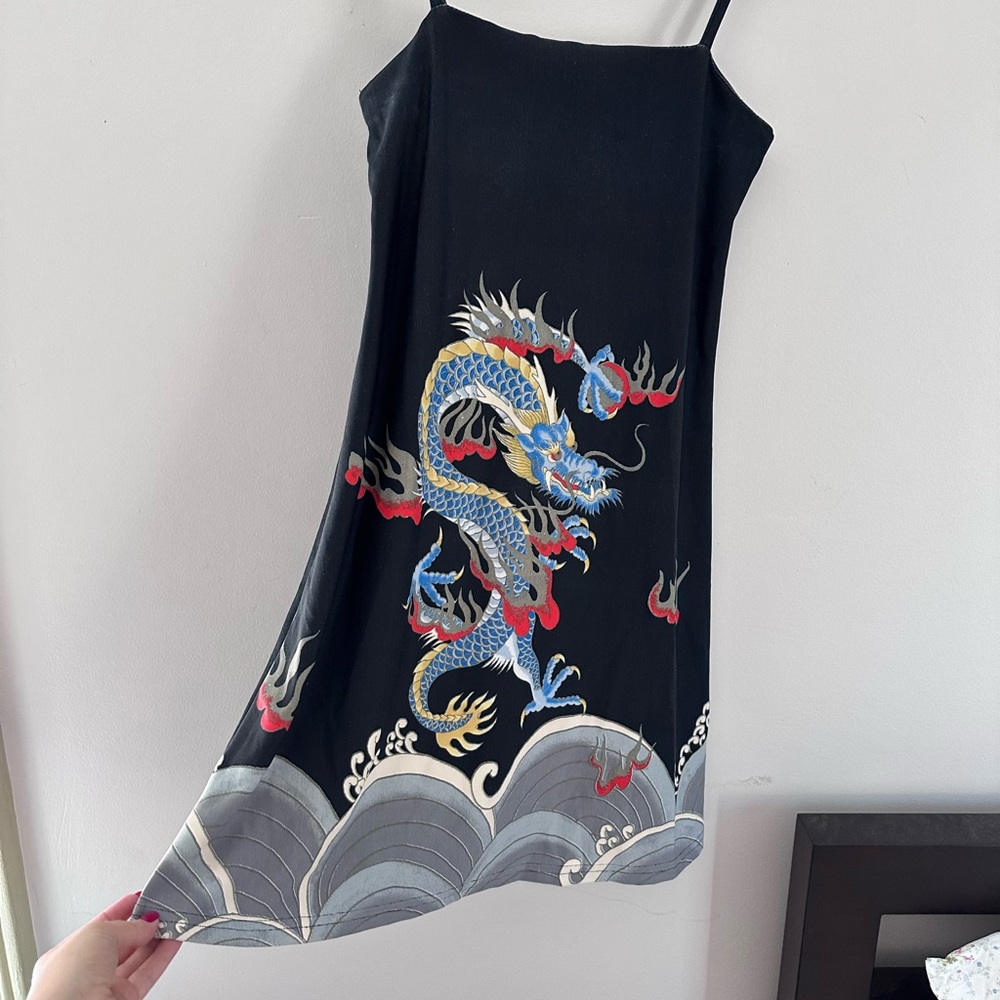Vintage America Black Dragon Mini Dress